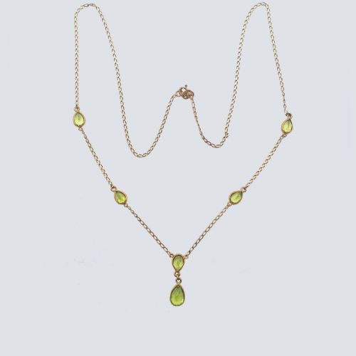 VINTAGE PERIDOT NECKLACE 9CT GOLD ITALIAN NECKLACE CIRCA 1960S EDWARDIAN STYLE - ADDITIONAL PHOTO 2