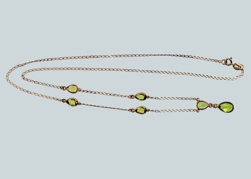 VINTAGE PERIDOT NECKLACE 9CT GOLD ITALIAN NECKLACE CIRCA 1960S EDWARDIAN STYLE - ADDITIONAL PHOTO 3