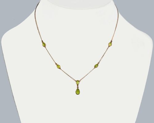 VINTAGE PERIDOT NECKLACE 9CT GOLD ITALIAN NECKLACE CIRCA 1960S EDWARDIAN STYLE - ADDITIONAL PHOTO 7