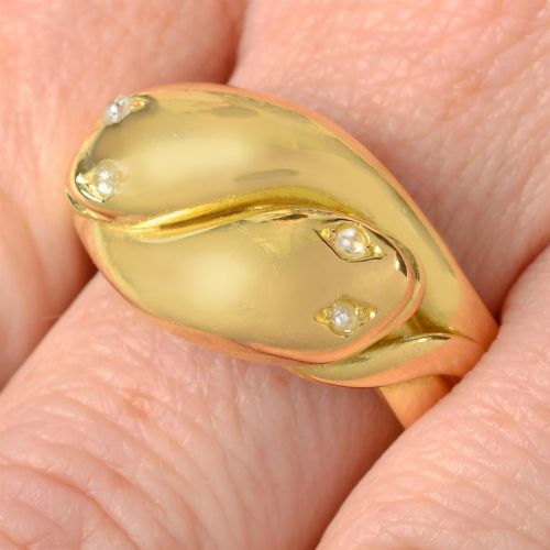 ANTIQUE SNAKE RING DIAMOND EYES 18CT GOLD LONDON 1911 SERPENT RING 15G SIZE V12 - ADDITIONAL PHOTO 5