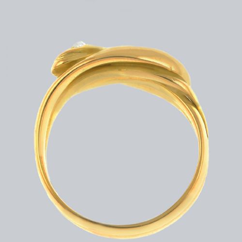 ANTIQUE SNAKE RING DIAMOND EYES 18CT GOLD LONDON 1911 SERPENT RING 15G SIZE V12 - ADDITIONAL PHOTO 6