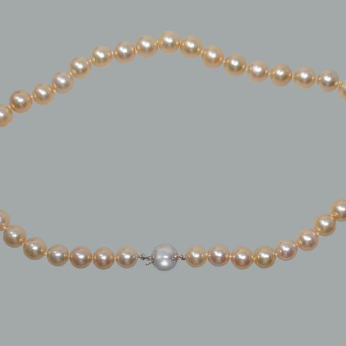 VINTAGE PEARL NECKLACE PINK FRESHWATER 10MM WITH GEM REPORT 9CT GOLD CLASP SINGLE STRAND - ADDITIONAL PHOTO 4
