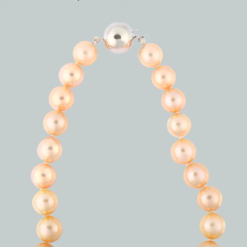 VINTAGE PEARL NECKLACE PINK FRESHWATER 10MM WITH GEM REPORT 9CT GOLD CLASP SINGLE STRAND - ADDITIONAL PHOTO 7
