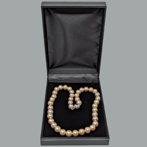 VINTAGE PEARL NECKLACE PINK FRESHWATER 10MM WITH GEM REPORT 9CT GOLD CLASP SINGLE STRAND - ADDITIONAL PHOTO 8
