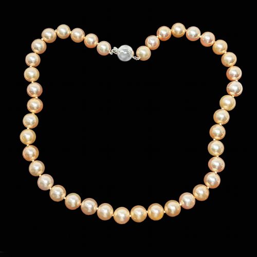VINTAGE PEARL NECKLACE PINK FRESHWATER 10MM WITH GEM REPORT 9CT GOLD CLASP SINGLE STRAND - ADDITIONAL PHOTO 11