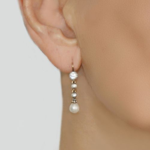 fig 1. Natural Pearl Diamond Earrings Edwardian Antique Drop Bentley & Skinner Earrings
