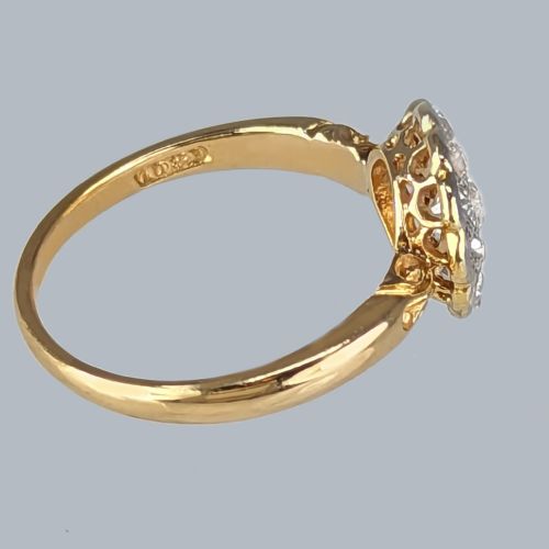 ANTIQUE DIAMOND CLUSTER RING 18CT GOLD EDWARDIAN ORNATE VINTAGE ENGAGEMENT RING - ADDITIONAL PHOTO 6
