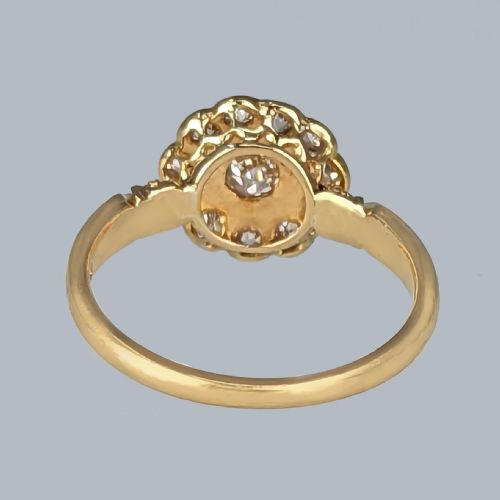 ANTIQUE DIAMOND CLUSTER RING 18CT GOLD EDWARDIAN ORNATE VINTAGE ENGAGEMENT RING - ADDITIONAL PHOTO 8