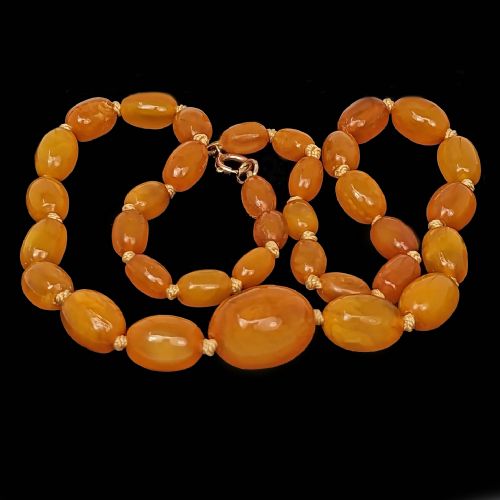 ANTIQUE BALTIC AMBER NECKLACE SINGLE STRAND 1950S BUTTERSCOTCH AMBER NECKLACE - ADDITIONAL PHOTO 2