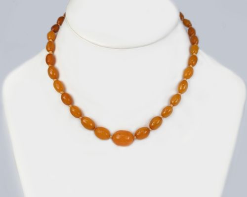ANTIQUE BALTIC AMBER NECKLACE SINGLE STRAND 1950S BUTTERSCOTCH AMBER NECKLACE - ADDITIONAL PHOTO 8