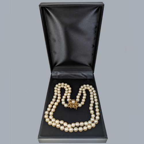 VINTAGE PEARL NECKLACE WITH ABSTRACT CLASP TWO STRAND 1960S WITH GEM LAB CERTIFICATE - ADDITIONAL PHOTO 12