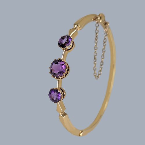 victorian amethyst bangle 18ct gold antique bangle circa 1890 - CATEGORY: ANTIQUE JEWELLERY - DATED VICTORIAN