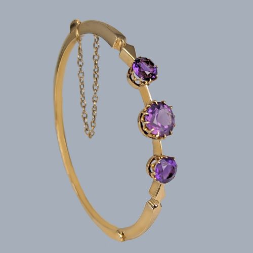 VICTORIAN AMETHYST BANGLE 18CT GOLD ANTIQUE BANGLE CIRCA 1890 - ADDITIONAL PHOTO 5