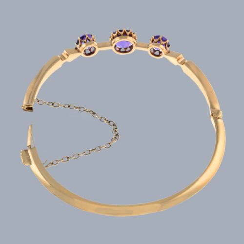 VICTORIAN AMETHYST BANGLE 18CT GOLD ANTIQUE BANGLE CIRCA 1890 - ADDITIONAL PHOTO 7