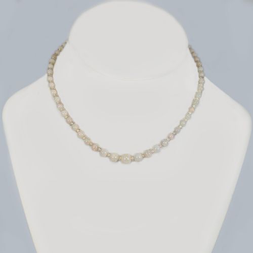 ART DECO OPAL AND ROCK CRYSTAL NECKLACE VINTAGE 1920S OPAL BEAD ANTIQUE NECKLACE - ADDITIONAL PHOTO 1