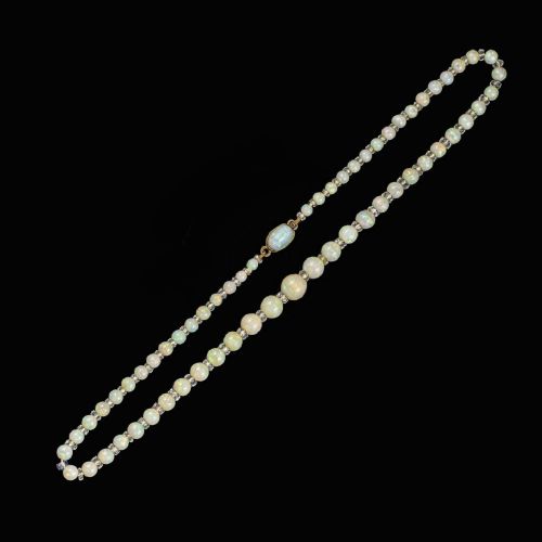 ART DECO OPAL AND ROCK CRYSTAL NECKLACE VINTAGE 1920S OPAL BEAD ANTIQUE NECKLACE - ADDITIONAL PHOTO 3