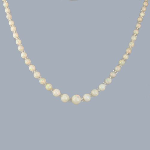 ART DECO OPAL AND ROCK CRYSTAL NECKLACE VINTAGE 1920S OPAL BEAD ANTIQUE NECKLACE - ADDITIONAL PHOTO 4