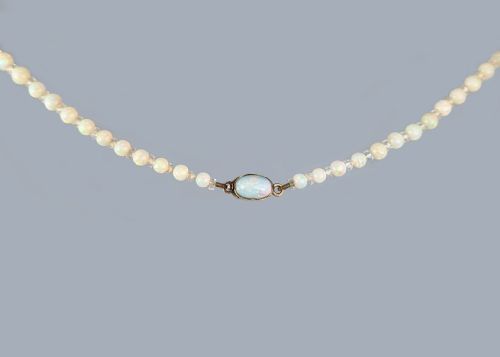 ART DECO OPAL AND ROCK CRYSTAL NECKLACE VINTAGE 1920S OPAL BEAD ANTIQUE NECKLACE - ADDITIONAL PHOTO 5