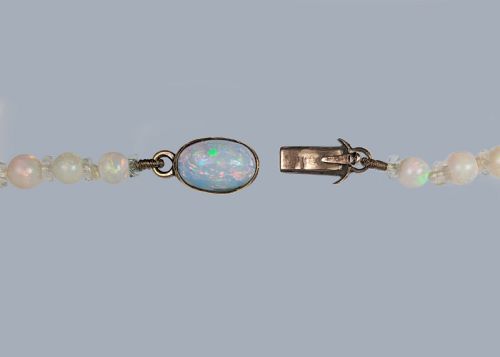 ART DECO OPAL AND ROCK CRYSTAL NECKLACE VINTAGE 1920S OPAL BEAD ANTIQUE NECKLACE - ADDITIONAL PHOTO 6