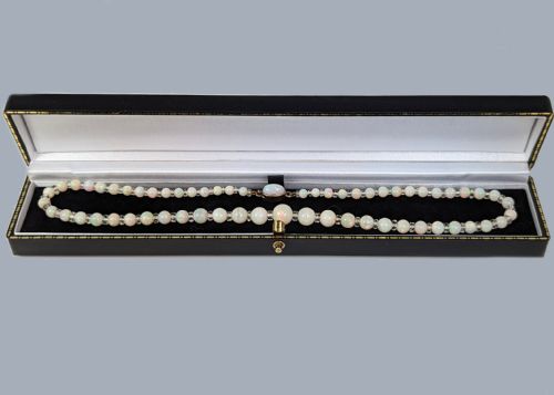 ART DECO OPAL AND ROCK CRYSTAL NECKLACE VINTAGE 1920S OPAL BEAD ANTIQUE NECKLACE - ADDITIONAL PHOTO 7