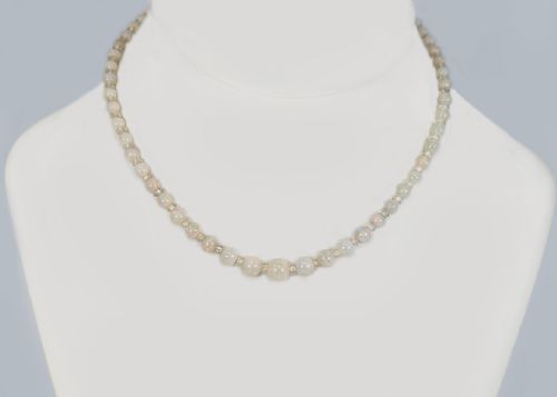ART DECO OPAL AND ROCK CRYSTAL NECKLACE VINTAGE 1920S OPAL BEAD ANTIQUE NECKLACE - ADDITIONAL PHOTO 8