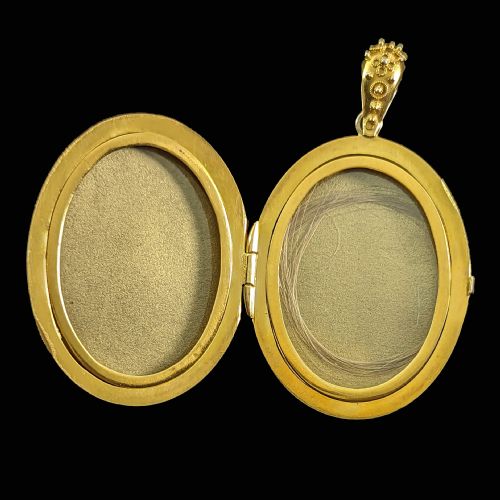 VICTORIAN PEARL PHOTO LOCKET 18CT GOLD WIREWORK HINGED ANTIQUE LOCKET PENDANT - ADDITIONAL PHOTO 4