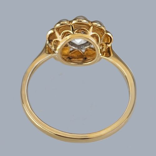 ANTIQUE PEARL DIAMOND CLUSTER RING 18CT GOLD PLATINUM EDWARDIAN RING CIRCA 1910 - ADDITIONAL PHOTO 3