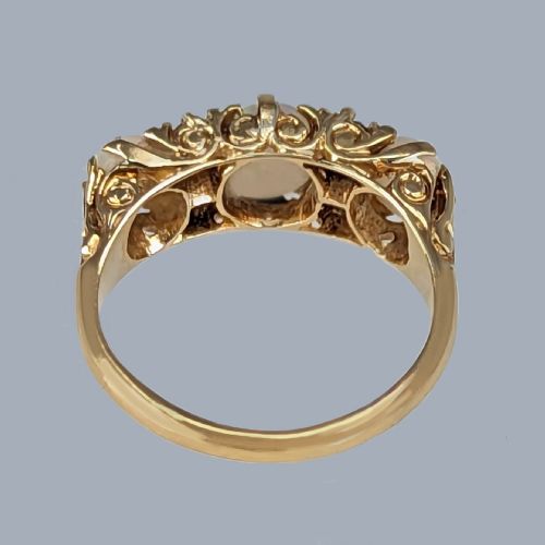 ANTIQUE OPAL AND DIAMOND RING 18CT GOLD VICTORIAN ORNATE TRILOGY RING CIRCA 1890 - ADDITIONAL PHOTO 10