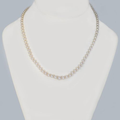 ANTIQUE PEARL NECKLACE DIAMOND SAPPHIRE CLASP WITH GEM CERTIFICATE SINGLE STRAND - ADDITIONAL PHOTO 1