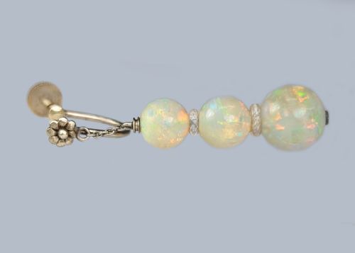 ANTIQUE OPAL AND ROCK CRYSTAL DROP EARRINGS GOLD SILVER DANGLE PENDANT EARRINGS - ADDITIONAL PHOTO 4