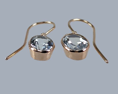 VINTAGE AQUAMARINE 9CT GOLD DROP EARRINGS AQUAMARINE 1960S DANGLE EARRINGS - ADDITIONAL PHOTO 2