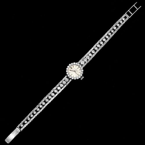 VINTAGE OMEGA DIAMOND WATCH 18CT GOLD 1960S MANUAL WIND LADIES BRACELET WATCH 30CT DIAMONDS - ADDITIONAL PHOTO 2