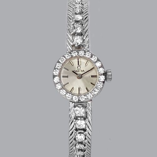 VINTAGE OMEGA DIAMOND WATCH 18CT GOLD 1960S MANUAL WIND LADIES BRACELET WATCH 30CT DIAMONDS - ADDITIONAL PHOTO 9