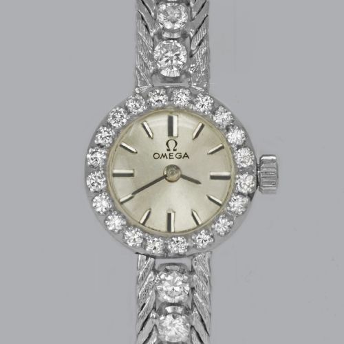 VINTAGE OMEGA DIAMOND WATCH 18CT GOLD 1960S MANUAL WIND LADIES BRACELET WATCH 30CT DIAMONDS - ADDITIONAL PHOTO 10