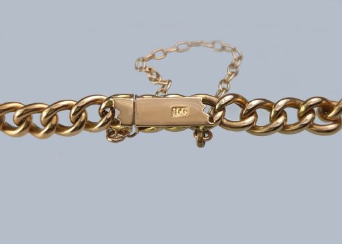 VICTORIAN 15CT GOLD TURQUOISE PEARL CURB LINK BRACELET ANTIQUE BRACELET CIRCA 1880 - ADDITIONAL PHOTO 4
