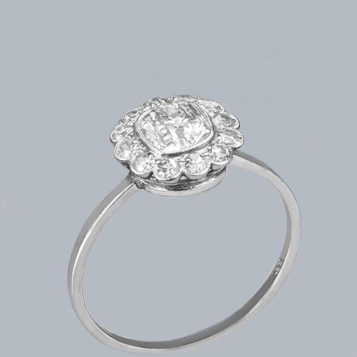 ANTIQUE PLATINUM DIAMOND CLUSTER RING 1920S VINTAGE OLD CUT DIAMOND DAISY RING - ADDITIONAL PHOTO 2