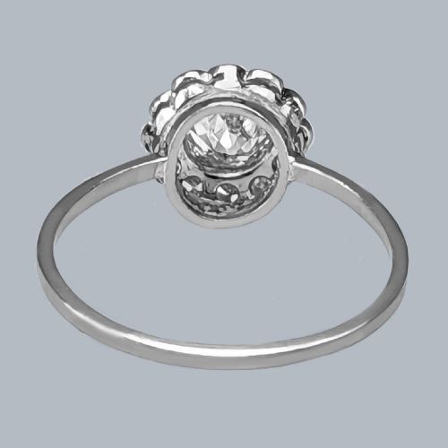 ANTIQUE PLATINUM DIAMOND CLUSTER RING 1920S VINTAGE OLD CUT DIAMOND DAISY RING - ADDITIONAL PHOTO 7