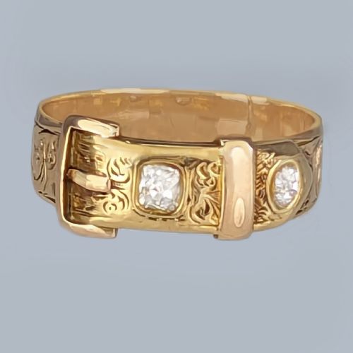 victorian diamond buckle ring 18ct gold old mine cut diamond antique ring - CATEGORY: ANTIQUE JEWELLERY - DATED VICTORIAN