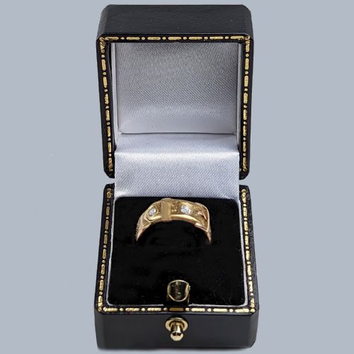 VICTORIAN DIAMOND BUCKLE RING 18CT GOLD OLD MINE CUT DIAMOND ANTIQUE RING - ADDITIONAL PHOTO 4