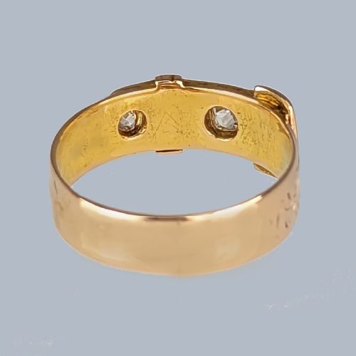VICTORIAN DIAMOND BUCKLE RING 18CT GOLD OLD MINE CUT DIAMOND ANTIQUE RING - ADDITIONAL PHOTO 5
