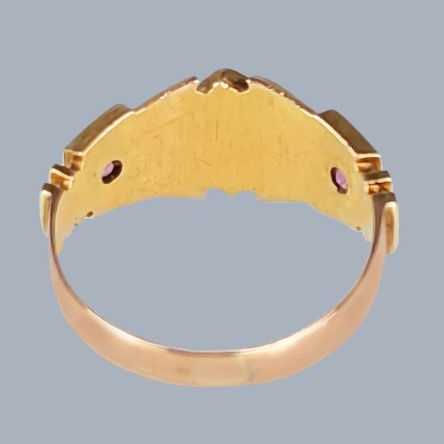ANTIQUE PEARL AND RUBY 15CT GOLD RING VICTORIAN CLUSTER RING CIRCA 1880 SIZE OP - ADDITIONAL PHOTO 4