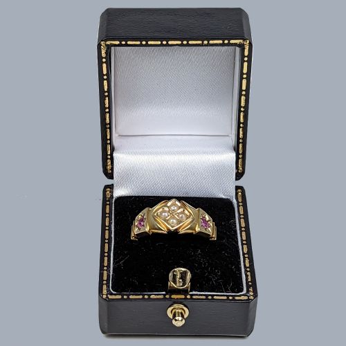 ANTIQUE PEARL AND RUBY 15CT GOLD RING VICTORIAN CLUSTER RING CIRCA 1880 SIZE OP - ADDITIONAL PHOTO 5