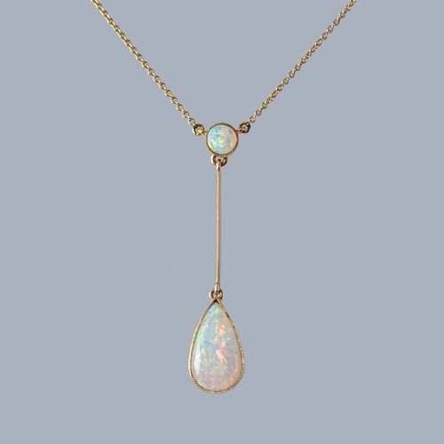 Antique Opal Necklace 15ct Gold Edwardian Pendant Circa 1910 Vintage Opal Necklace