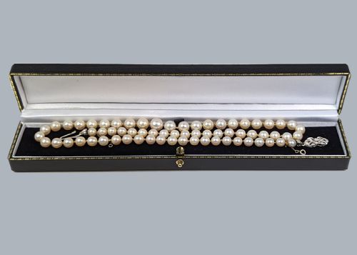 VINTAGE SINGLE PEARL NECKLACE 18CT WHITE GOLD DIAMOND CLASP UNOAERRE ITALY 1960S - ADDITIONAL PHOTO 5