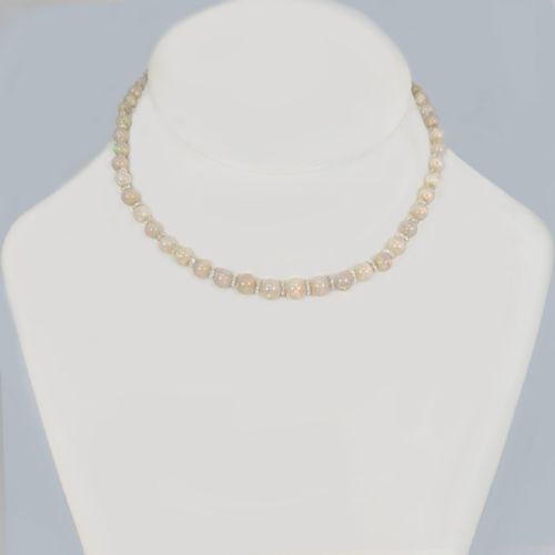 ANTIQUE OPAL BEAD AND ROCK CRYSTAL NECKLACE WITH DIAMOND CLASP EDWARDIAN CIRCA 1910 - ADDITIONAL PHOTO 1