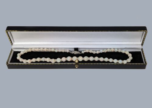ANTIQUE OPAL BEAD AND ROCK CRYSTAL NECKLACE WITH DIAMOND CLASP EDWARDIAN CIRCA 1910 - ADDITIONAL PHOTO 4
