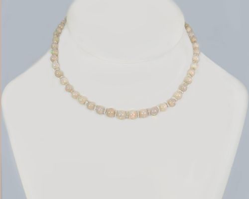 ANTIQUE OPAL BEAD AND ROCK CRYSTAL NECKLACE WITH DIAMOND CLASP EDWARDIAN CIRCA 1910 - ADDITIONAL PHOTO 6