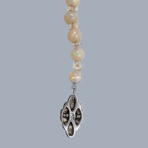 ANTIQUE OPAL BEAD AND ROCK CRYSTAL NECKLACE WITH DIAMOND CLASP EDWARDIAN CIRCA 1910 - ADDITIONAL PHOTO 7