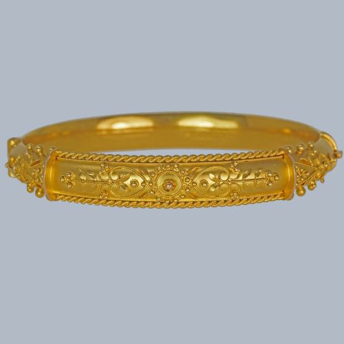 EDWARDIAN 15CT GOLD FOLIATE BANGLE ANTIQUE BRACELET CHESTER 1907 ORNATE BANGLE - ADDITIONAL PHOTO 3