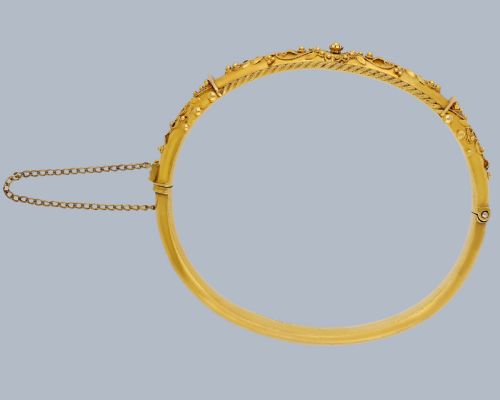 EDWARDIAN 15CT GOLD FOLIATE BANGLE ANTIQUE BRACELET CHESTER 1907 ORNATE BANGLE - ADDITIONAL PHOTO 4